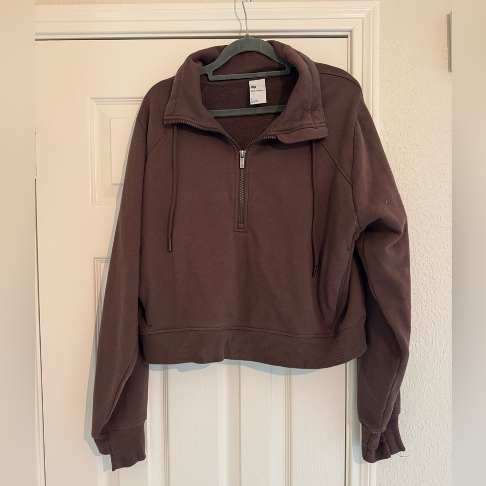 All In Motion Brown Fleece Quarter Zip Pullover
